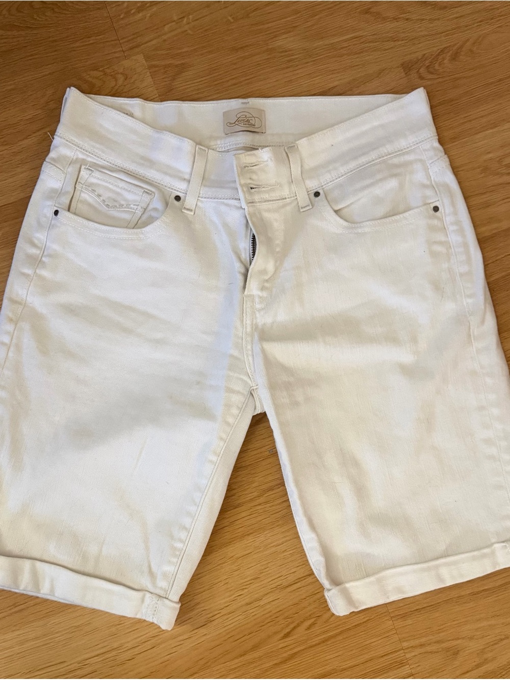 Levis White Denim Stretch Shorts Women's Classic Fit